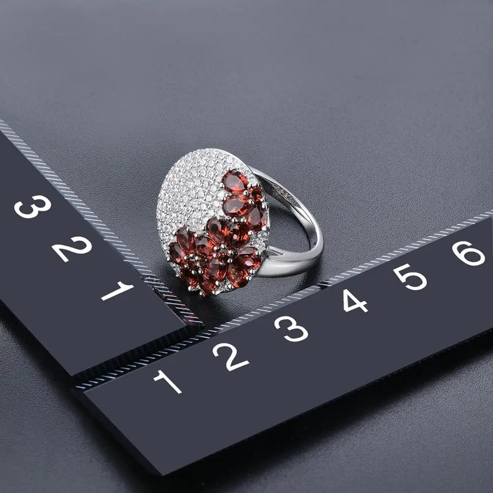 Natural Red Garnet 2.85 Carats 925 Silver Women's Ring Wedding Engagement Unique Special Design Jewelry Brand Birthday Gifts