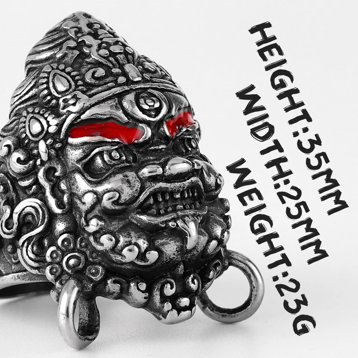 Tibetan Buddhism Raksha Buddha Stainless Steel Mens Rings Punk Amulet for Male Boyfriend Biker Jewelry Creativity Gift Wholesale