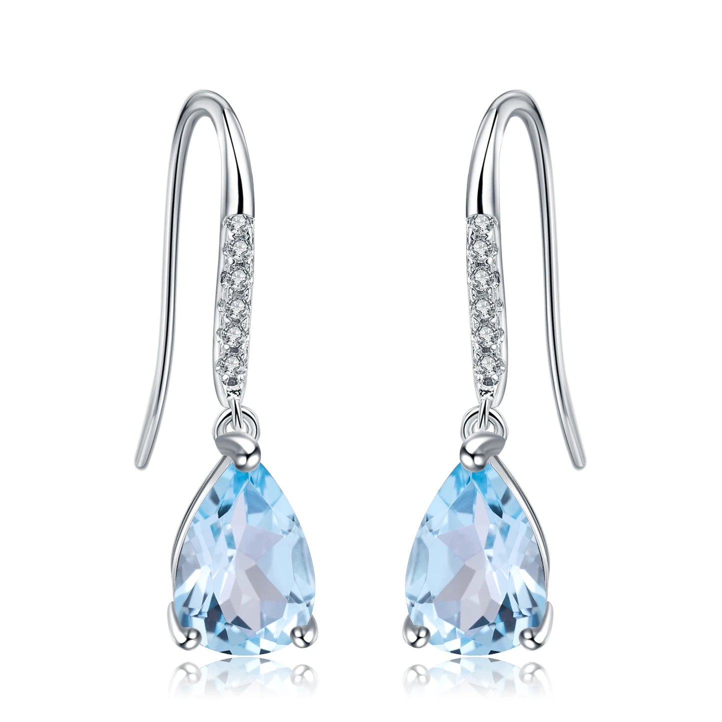 Gem's Ballet Natural Sky Blue Topaz Earrings Genuine 925 Sterling Silver Fine Jewelry 7x10mm Drop Earring For Women Fashion Sky Blue Topaz CHINA