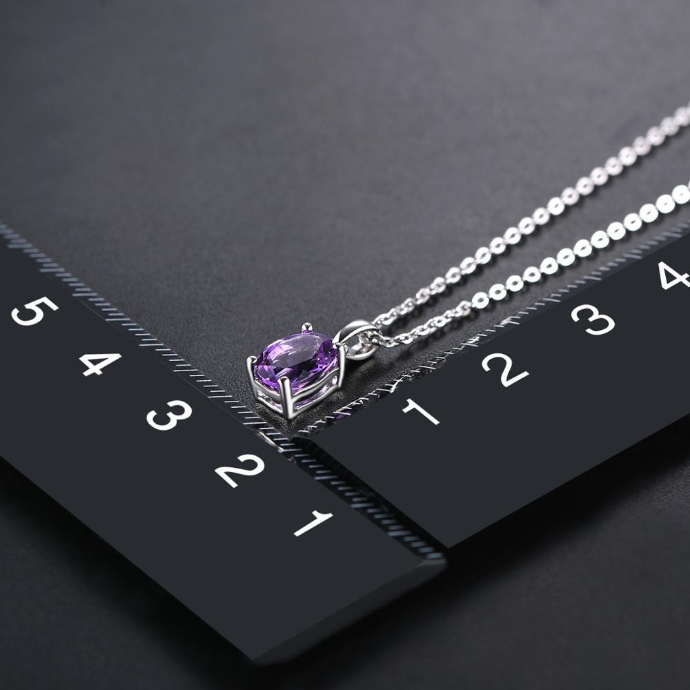 Hutang Amethyst Solid 925 Sterling Silver Pendant Real Oval 8x6mm Purple Gemstone 925 Silver Chain Fine Fashion Simple Jewelry