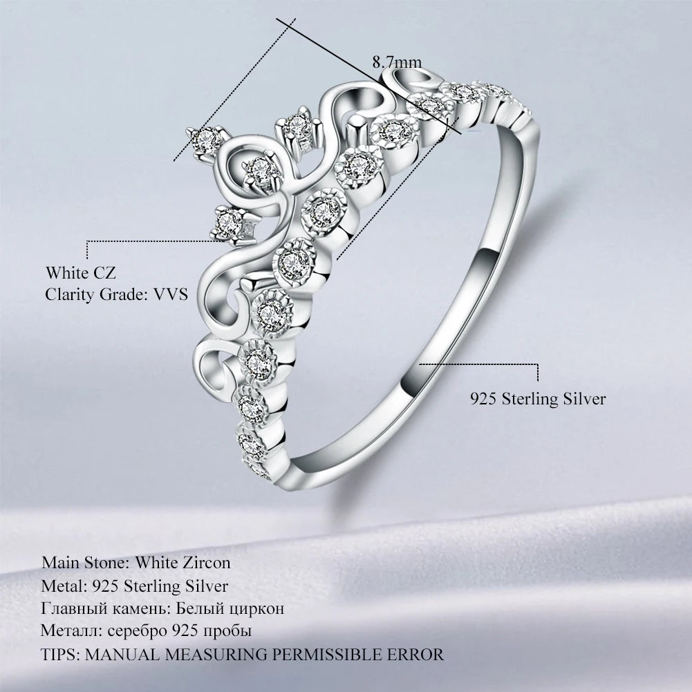 Gem's Beauty Simulant Diamond 925 Silver Crown Shaped Queen Temperament Rings For Woman Personality Wedding Engagement Gifts