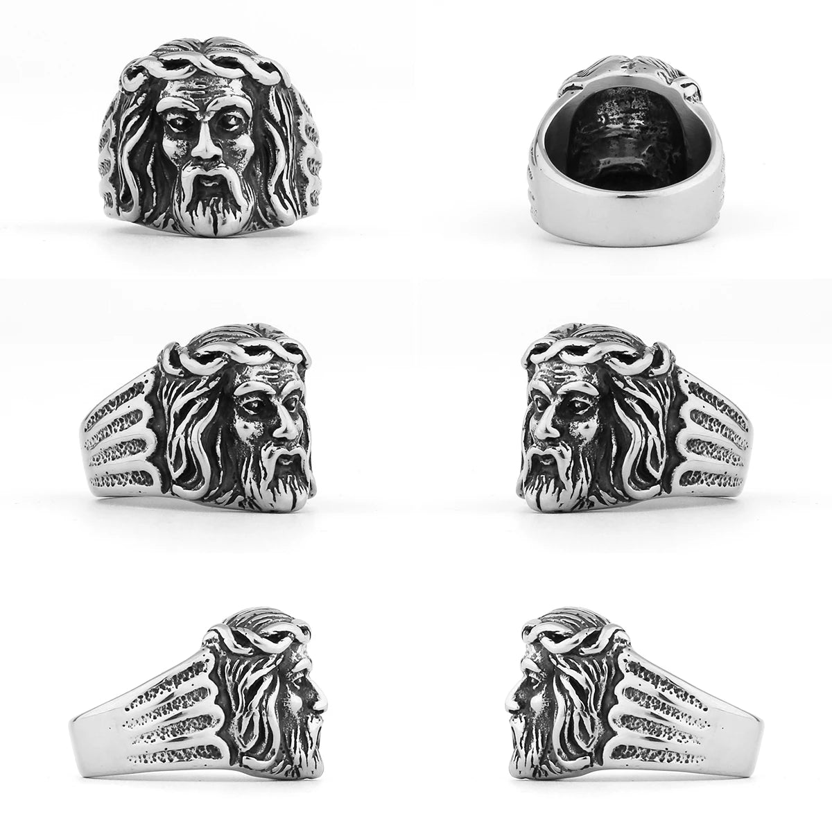 Stainless Steel Catholic Christian Cross Faith Amulet Ring Women Men Unisex Ring Multi Style Finger Jewelry Creative Gift