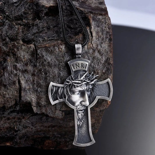 Celtic Cross Crown of Thorns Jesus Head Men Pendant Necklace Fashion Punk Hip Hop Necklace Religious Party Jewelry Accessories