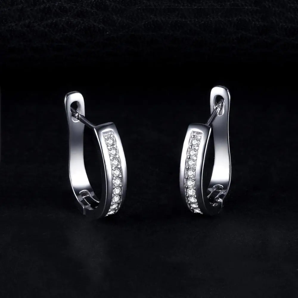 JewelryPalace Channel Eternity 925 Sterling Silver Cubic Zirconia Fashion Clip Earrings for Women
