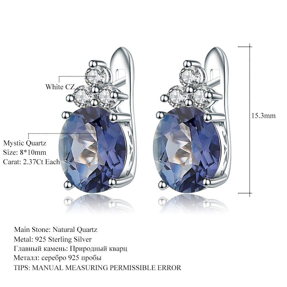 Gem&#39;s Ballet 4.74Ct Natural Iolite Blue Mystic Quartz Gemstone Stud Earings 925 Sterling Silver Women&#39;s Earrings Fine Jewelry