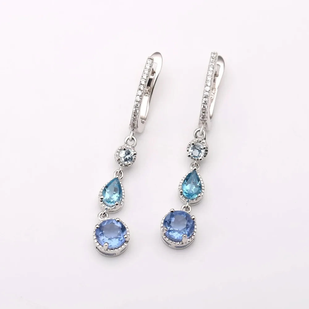 GEM'S BALLET Natural Color-Change Fluorite Mix Gemstone Drop Earrings 100% Genuine 925 sterling silver Fine Jewelry For Women