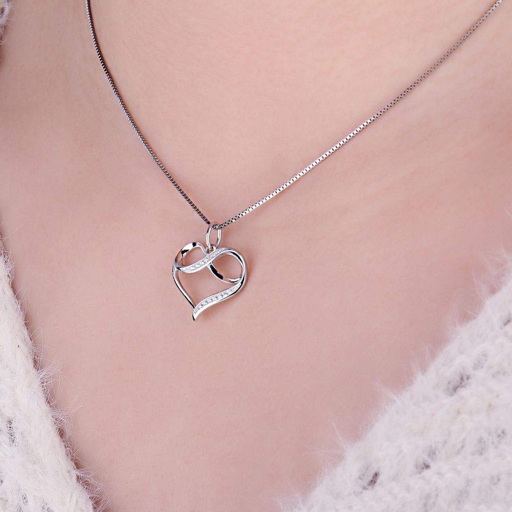 Jewelry Palace Infinity Love Knot Heart 925 Sterling Silver Pendant Necklace for Womam Girl Fashion Fine Jewelry Gift No Chain