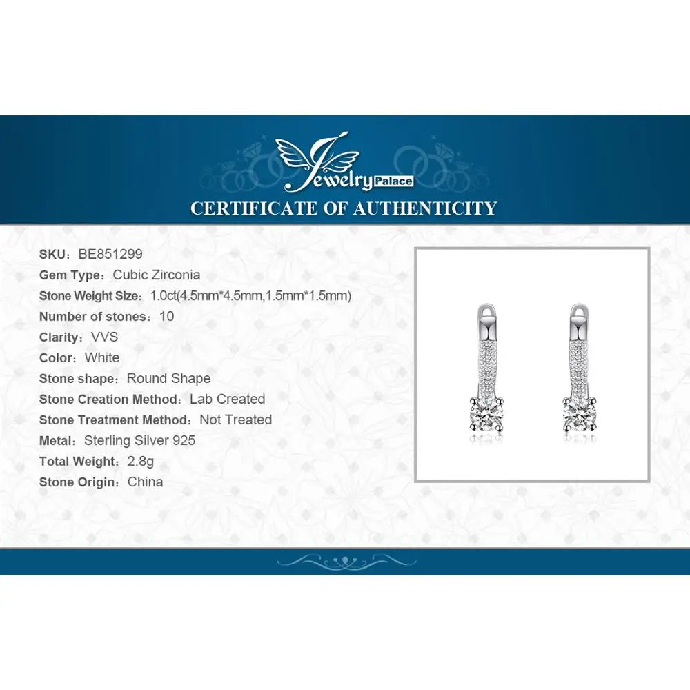 JewelryPalace Fashion Cubic Zirconia 925 Sterling Silver Clip Huggie Earrings for Women Girl Gift