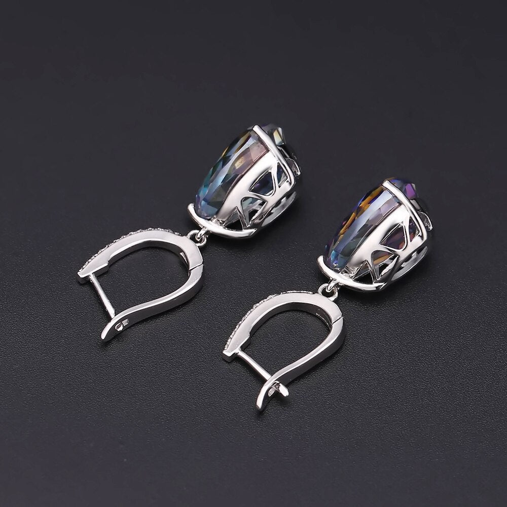 GEM&#39;S BALLET 10.44Ct Natural Rainbow Mystic Quartz Gemstone Earrings 925 Sterling Silver Drop For Women Fine Jewelry