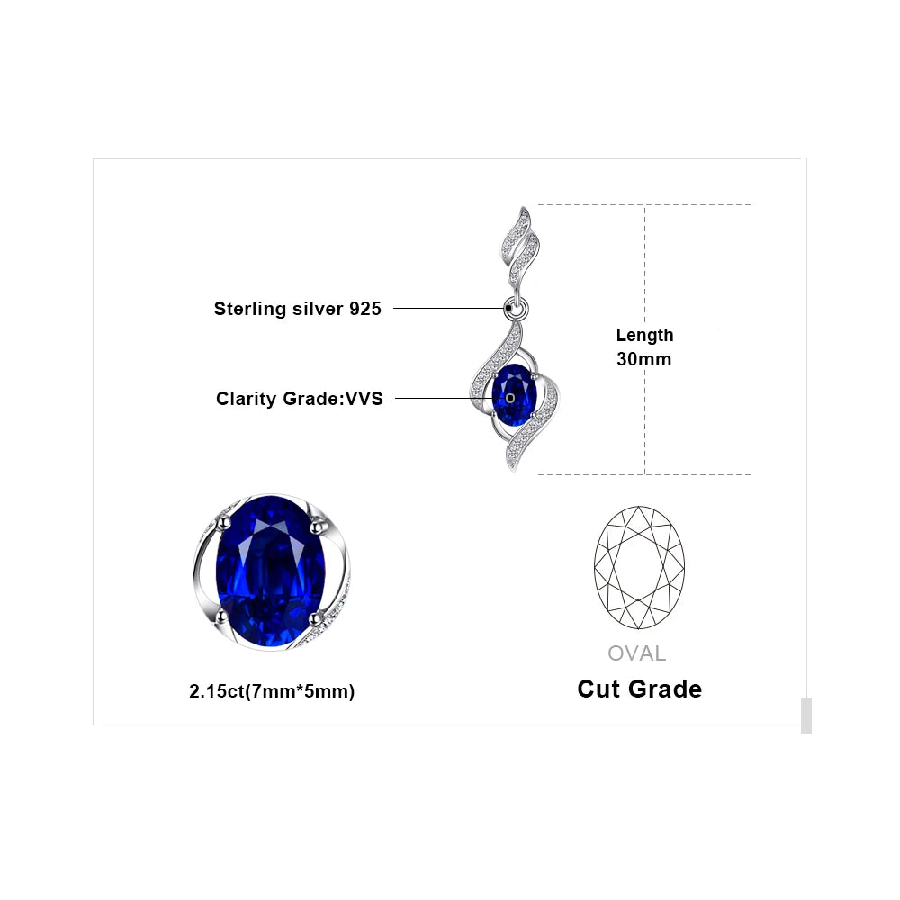 JewelryPalace Created Blue Sapphire 925 Sterling Silver Dangle Drop Earrings for Women Fine Jewelry