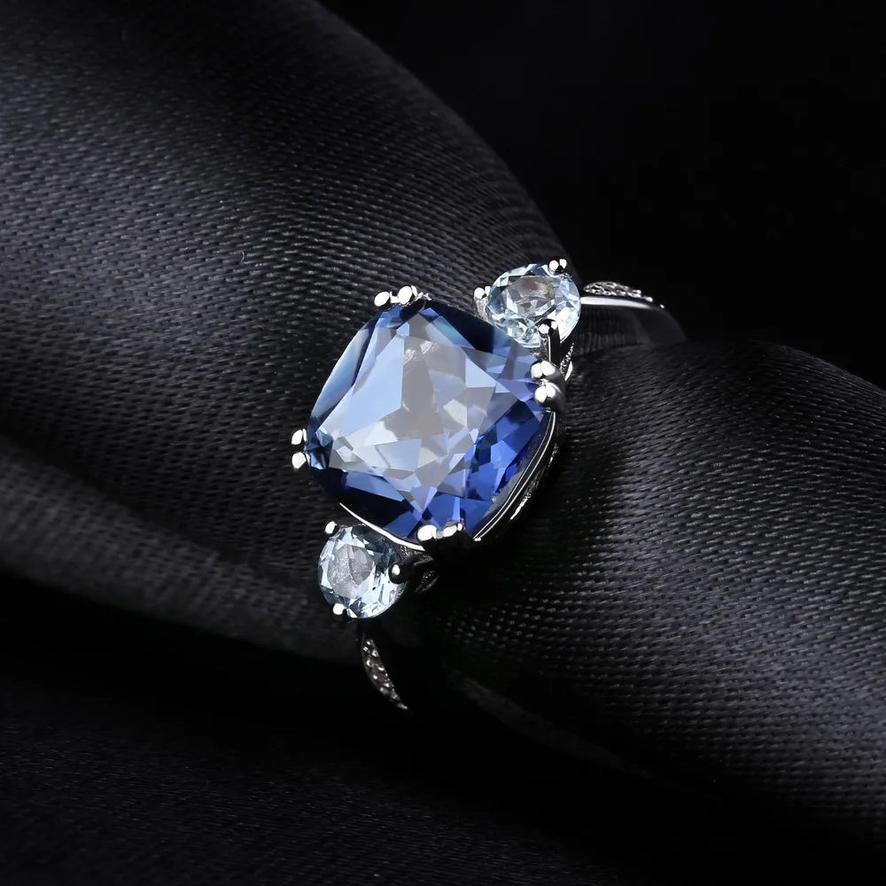 Gem's Ballet 5.22Ct Iolite Blue Mystic Quartz Sky Blue Topaz Rings AU750 585 14K 10K 18K Gold 925 Silver Ring Jewelry For Women