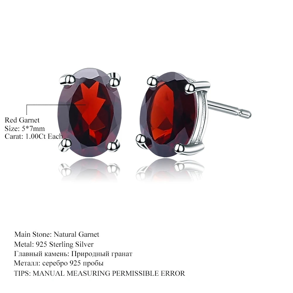 Gem's Ballet 5*7mm 2.00Ct Oval Natural Red Garnet Gemstone Stud Earrings 585 14K 10K 18K Gold 925 Silver Jewelry for Women