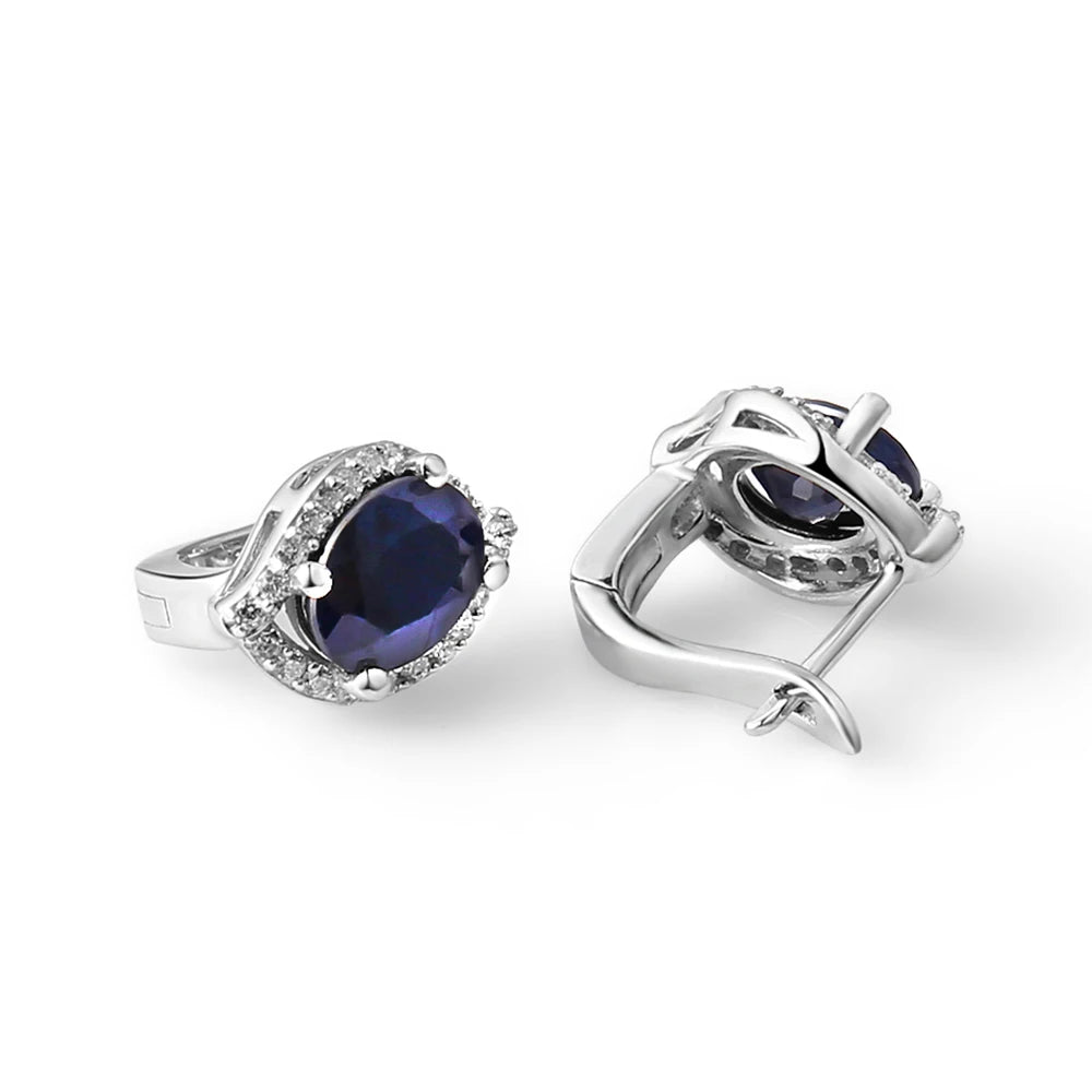 Gem's Ballet 3.26C Natural Blue Sapphire Gemstone Vintage Stud Earrings 925 Sterling Silver Fine Jewelry For Women Drop Shipping