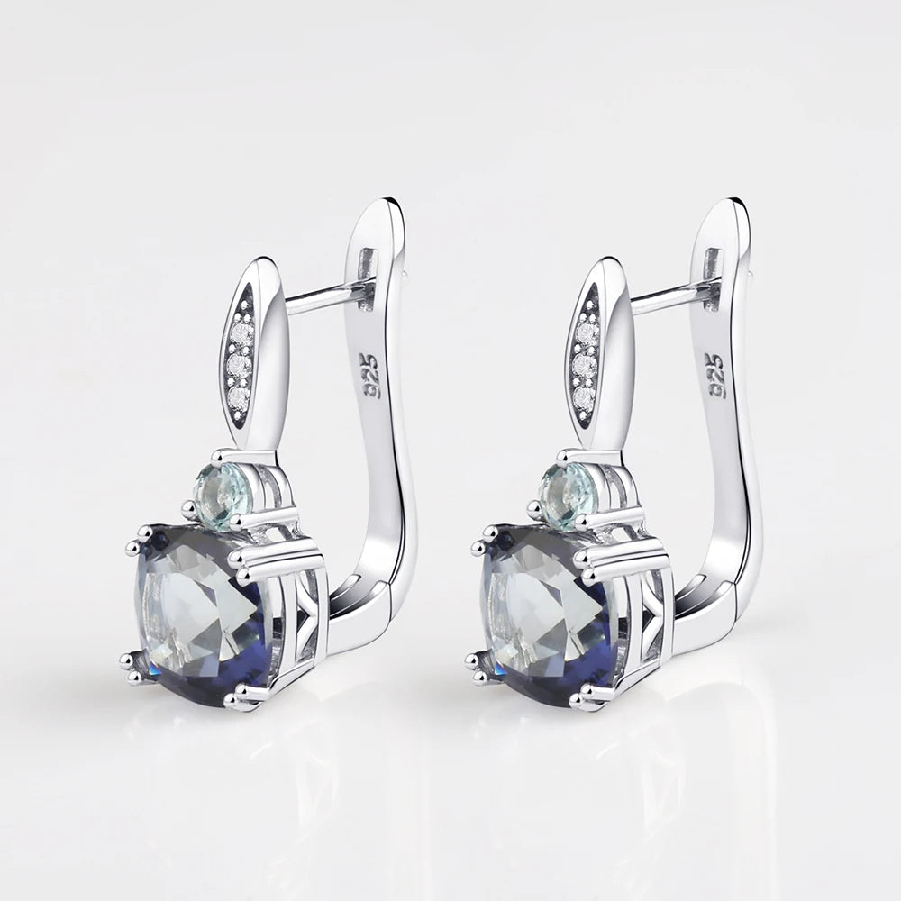 Gem's Ballet 4.44Ct Natural Iolite Blue Mystic Quartz Sky Blue Topaz Clip Earrings 925 Sterling Silver Fine Jewelry For Women