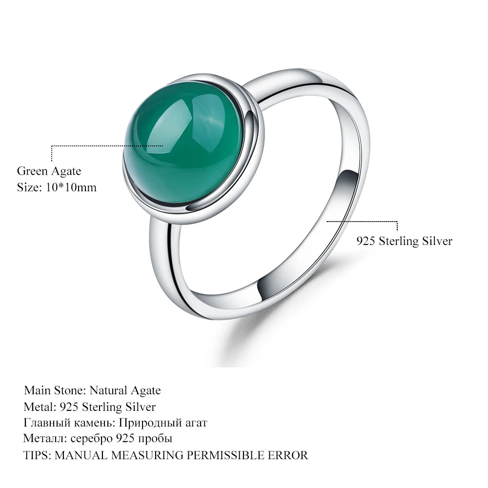 Gem's Ballet Natural Green Agate Gemstone Ring 585 14K 10K 18K Gold 925 Silver Green Onyx Rings For Women Fine Jewelry