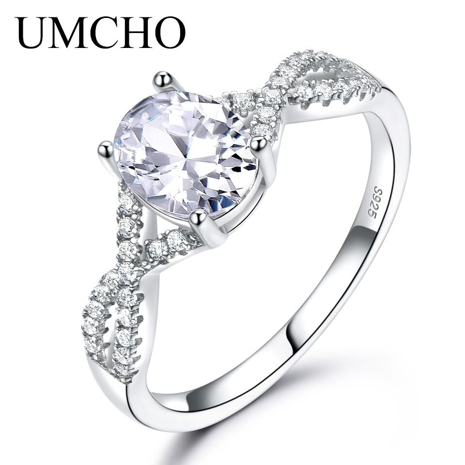 UMCHO Classic 925 Sterling Silver Oval Gemstone Nano Emerald Ring Female Engagement Party Birthday Gift Anniversary Ring RUJ099Z-1