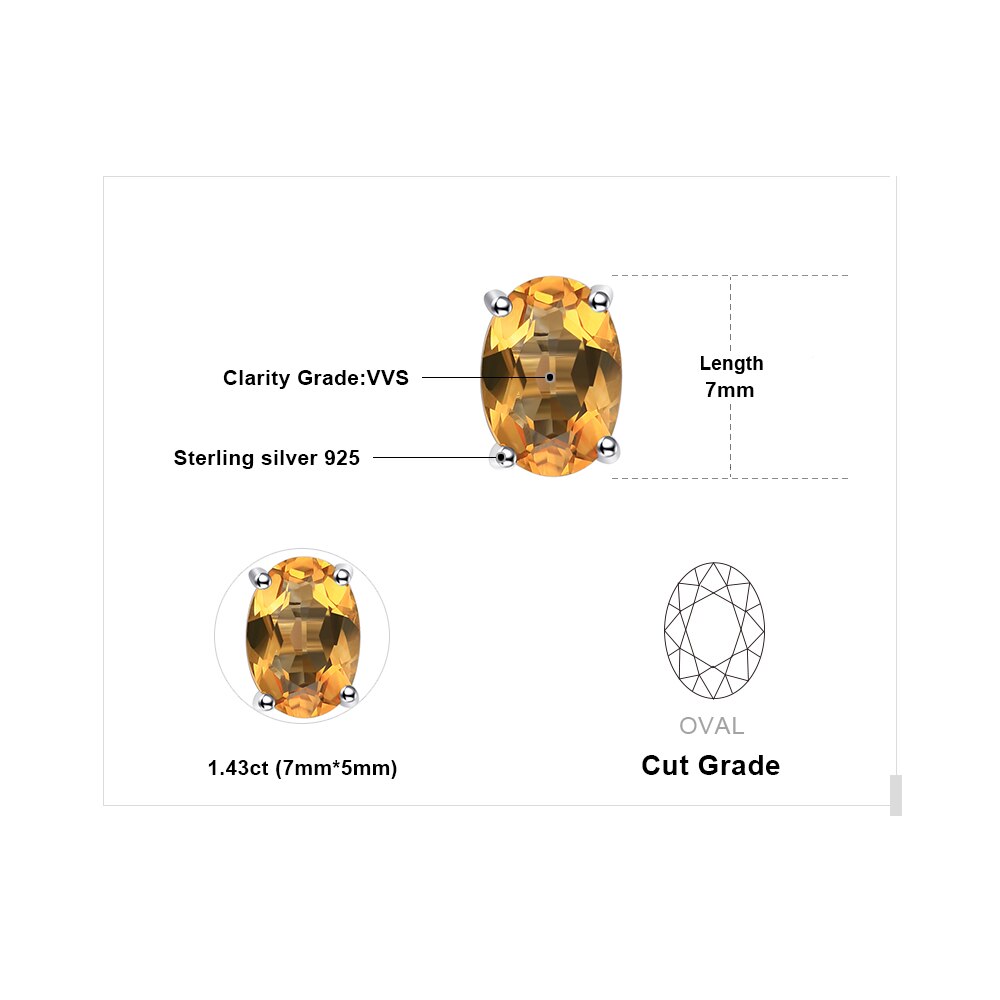 JewelryPalace Oval Cut Genuine Natural Yellow Citrine 925 Sterling Silver Stud Earrings for Women Fashion Gemstone Jewelry