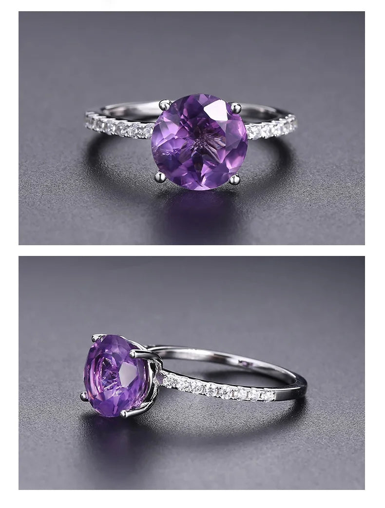 Gem's Ballet Purple Vintage Wedding Rings For Women Fine Jewelry 2.66Ct Natural Amethyst Gemstone Ring 925 Sterling Silver