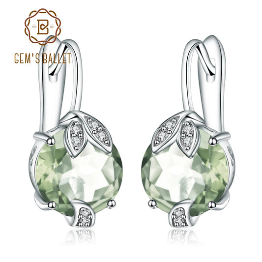 GEM'S BALLET 925 Sterling Silver 6.65Ct Natural Green Amethyst Prasiolite Engagement Stud Earrings for Women Fine Jewelry Default Title