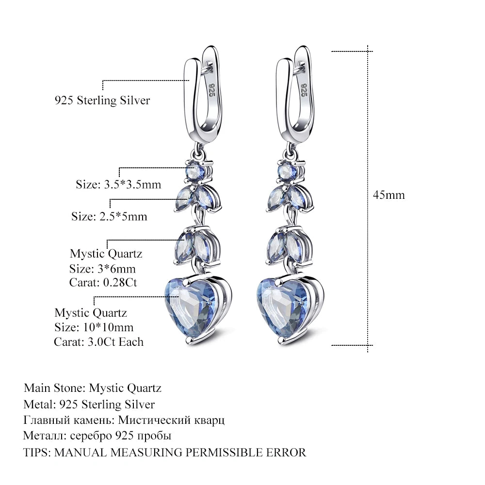 Gem's Ballet 7.88Ct Natural Iolite Blue Mystic Quartz Gemstone Drop Earrings 925 Sterling Silver Fine Jewelry For Women