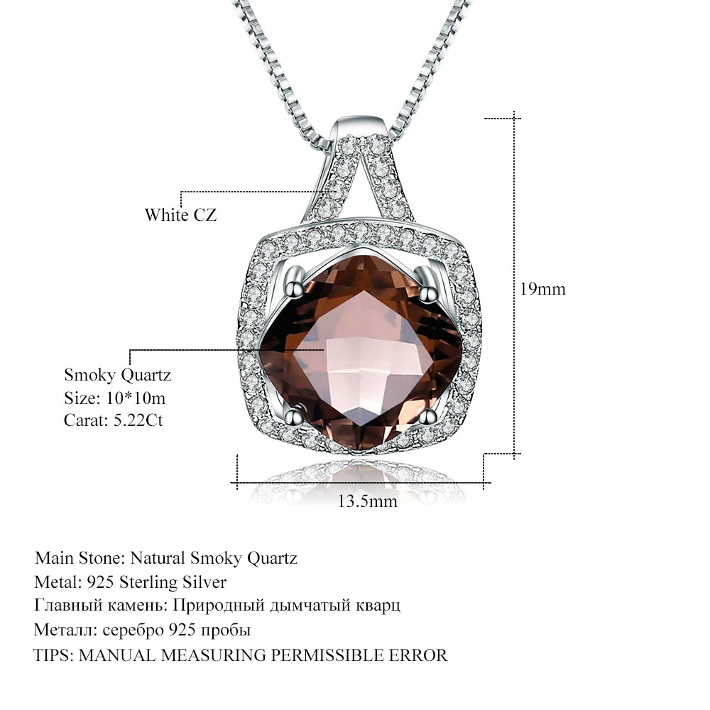 GEM'S BALLET Round Natural Smoky Quartz Pendant Necklace Genuine 925 Sterling Silver For Women Fashion Fine Jewelry Accessories