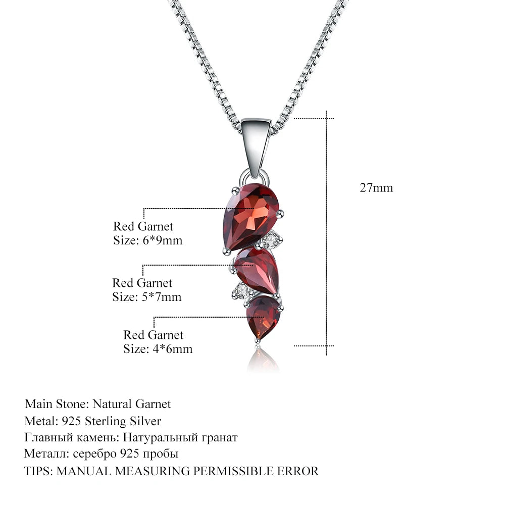 GEM'S BALLET 2.94Ct Natural Garnet Gemstone Pendant Necklace 925 Sterling Silver Birthstone Wedding Fine Jewelry for Women