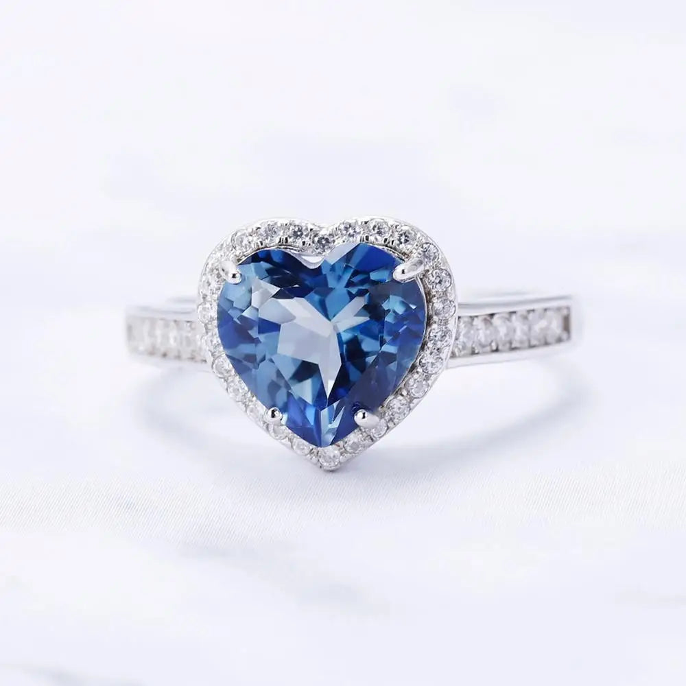 GEM'S BALLET 925 Sterling Silver Heart Shape 2.47Ct Natural Iolite Blue Mystic Quartz Gemstone Rings For Women Fine Jewelry