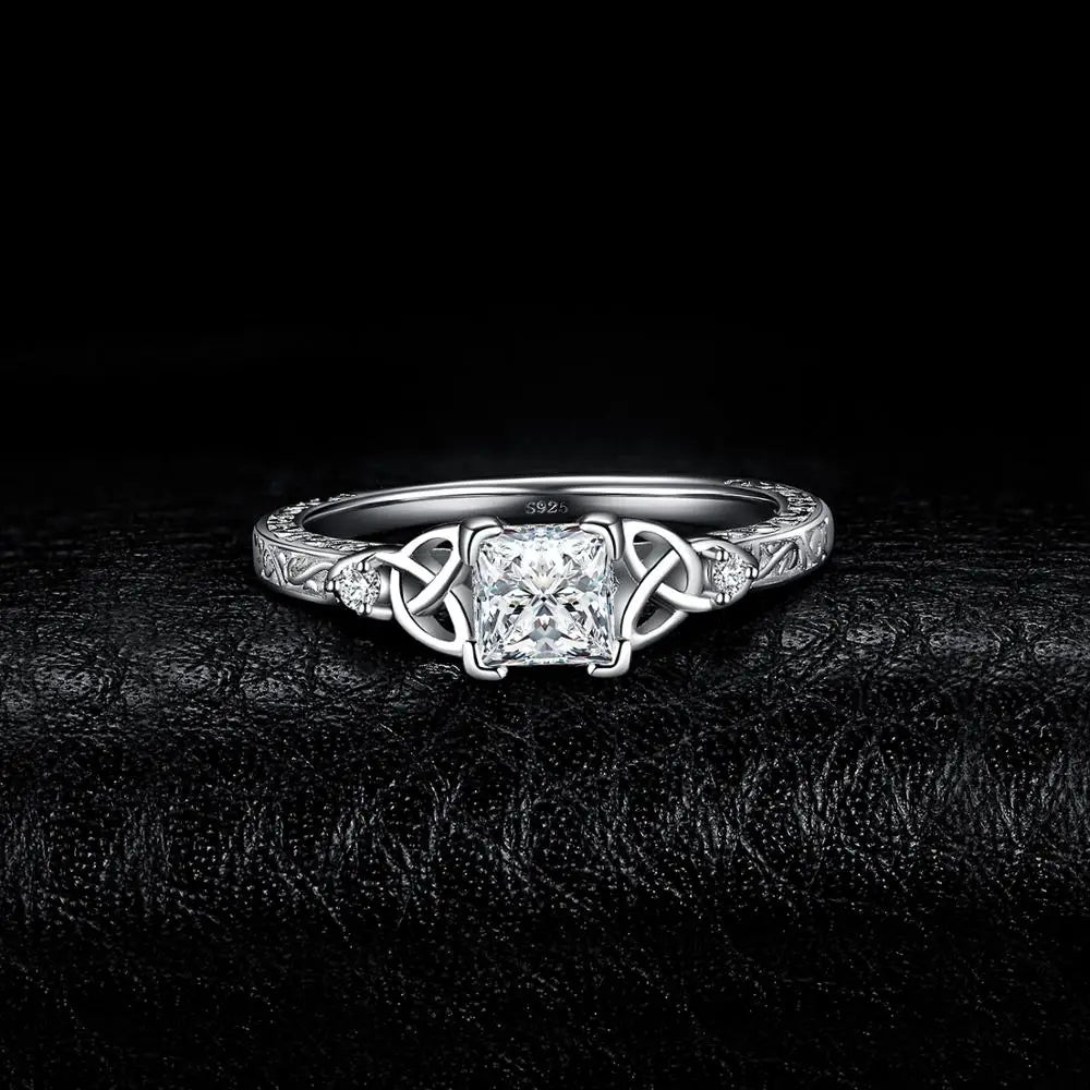 JewelryPalace 925 Sterling Silver Engagement Ring for Woman Celtic 5A CZ Simulated Diamond Ring