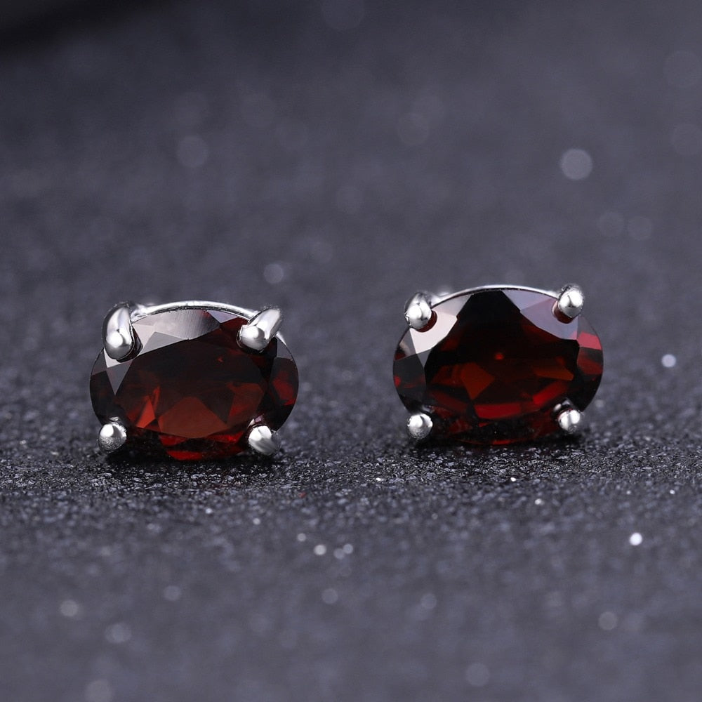 Gem&#39;s Ballet 5*7mm 2.00Ct Oval Natural Red Garnet Gemstone Stud Earrings 585 14K 10K 18K Gold 925 Silver Jewelry for Women