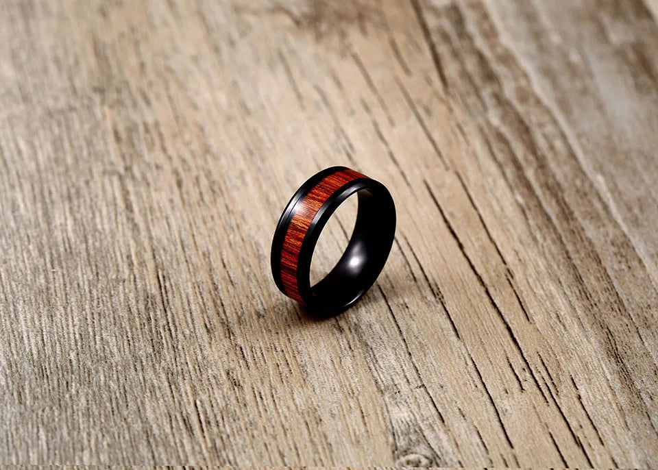 Beier 316L Stainless Steel minimalist red wood men and women wedding ring carve dragon pattern high quality jewelry LLBR-R077R