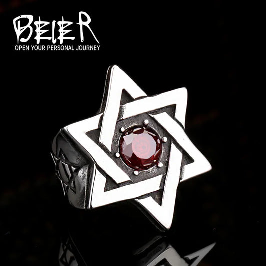 Beier new store 316L Stainless Steel ring star of david ring Super High Quality Fashion jewelry LLBR8-187R