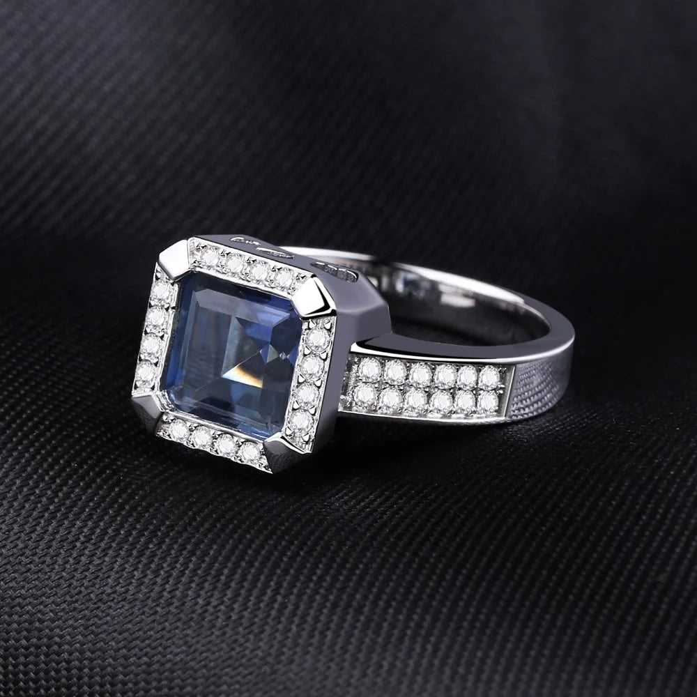 Gem's Ballet 2.2Ct Natural Iolite Blue Mystic Quartz Gemstone Vintage Rings Solid 925 Sterling Silver Fine Jewelry For Women