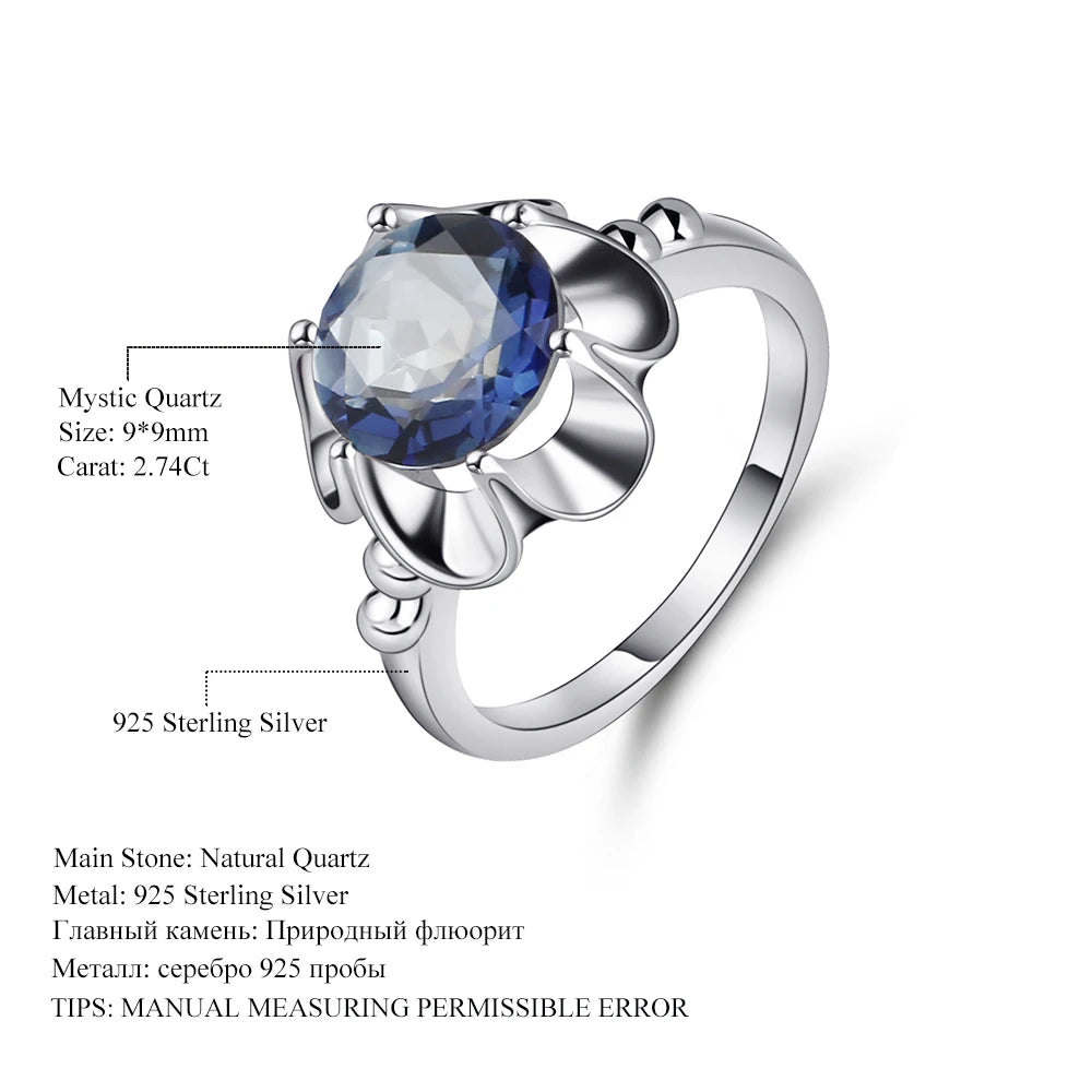 Gem's Ballet Mystic Topaz Iolite Blue Natural Gemstones Real 925 sterling silver Rings Women Gift Wedding Engagement jewelry