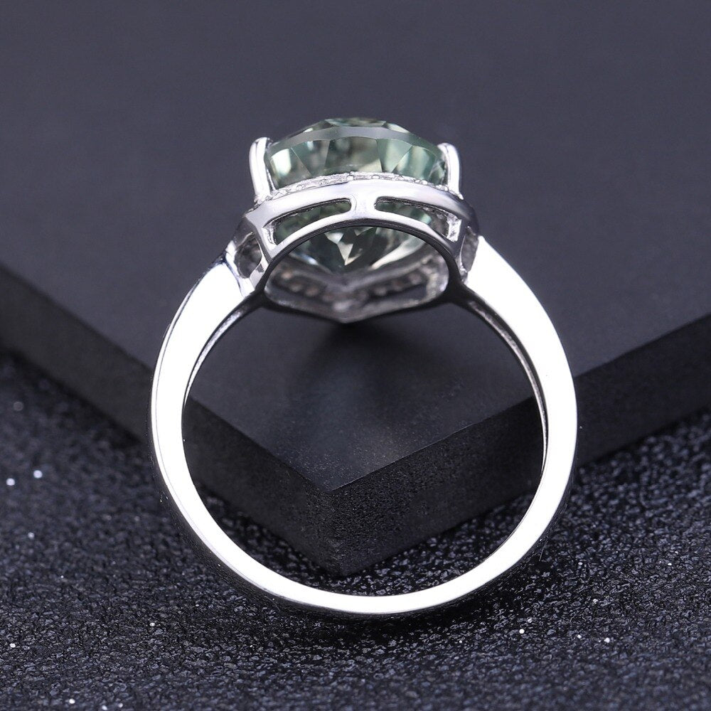GEM&#39;S BALLET Natural Water Drop Green Amethyst Gemstone Rings For Women Genuine 925 Sterling Silver Engagement Ring Fine Jewelry