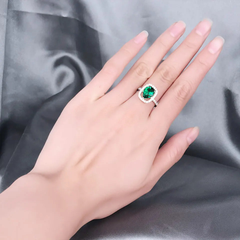 UMCHO Emerald Gemstone Rings for Women Genuine 925 Sterling Sliver Vintage Water Drop Royal Ring Wedding Engagement Fine Jewelry