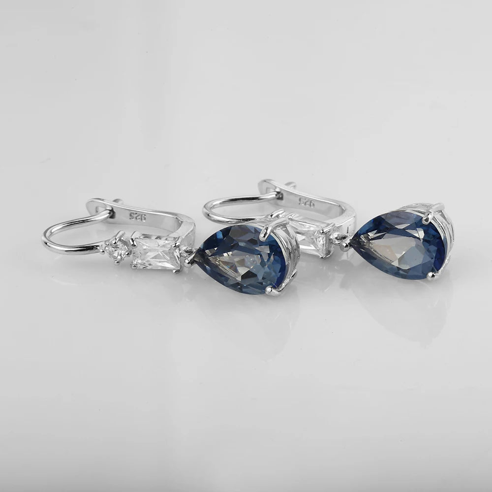 Gem's Ballet 7.57Ct Natural Iolite Blue Mystic Quartz Gemstone Drop Earrings 925 Sterling Silver Fine Jewelry For Women Wedding