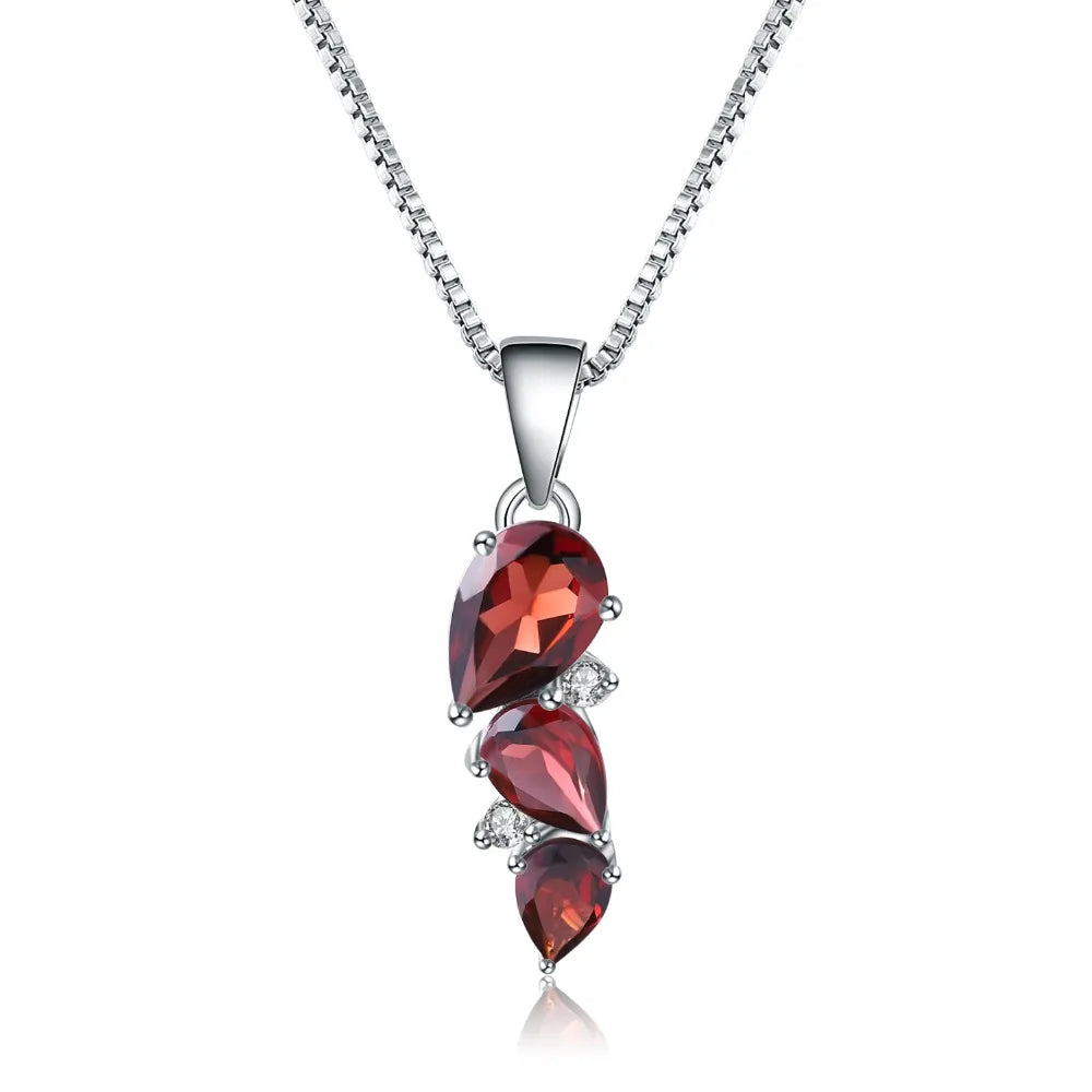 GEM'S BALLET 2.94Ct Natural Garnet Gemstone Pendant Necklace 925 Sterling Silver Birthstone Wedding Fine Jewelry for Women