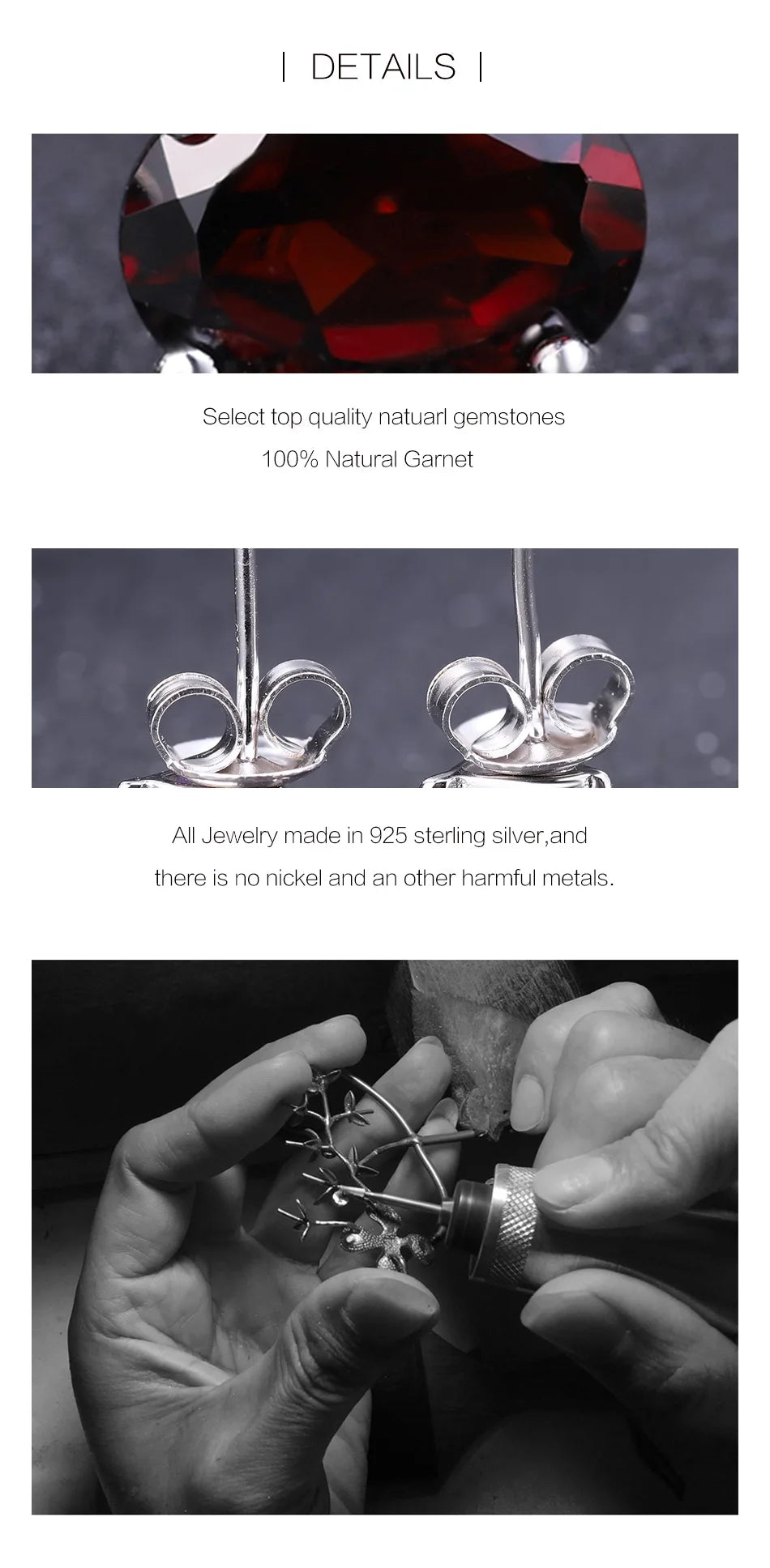 Gem's Ballet 5*7mm 2.00Ct Oval Natural Red Garnet Gemstone Stud Earrings 585 14K 10K 18K Gold 925 Silver Jewelry for Women