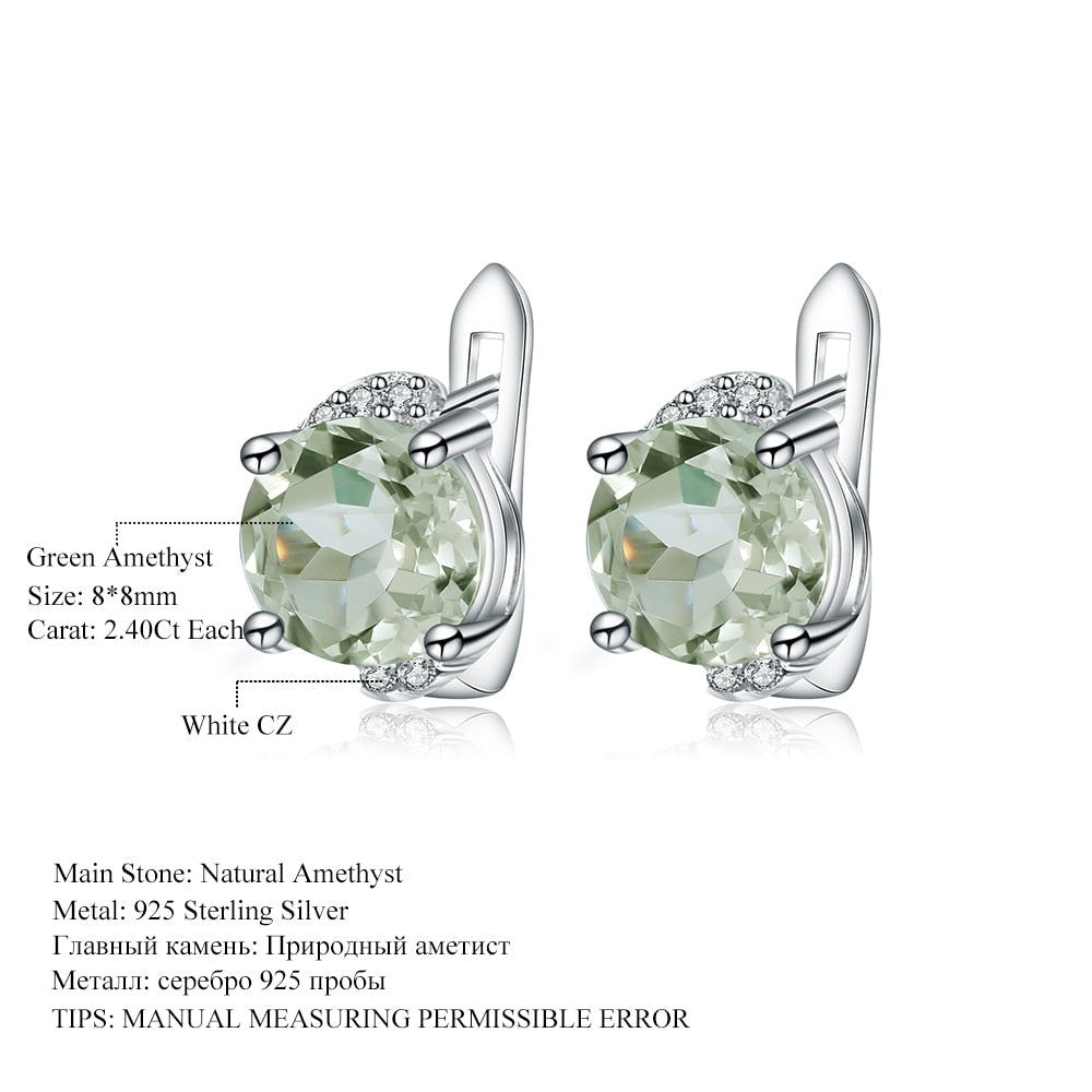 Gem&#39;s Ballet 4.08t Natural Green Amethyst Prasiolite Earrings 925 Sterling Silver Stud Earrings For Women Valentine Gift Jewelry