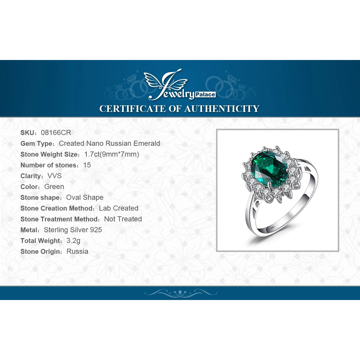 JewelryPalace Princess Diana Simulated Emerald Created Ruby 925 Sterling Silver Halo Ring for Women Yellow Gold Rose Gold Plated