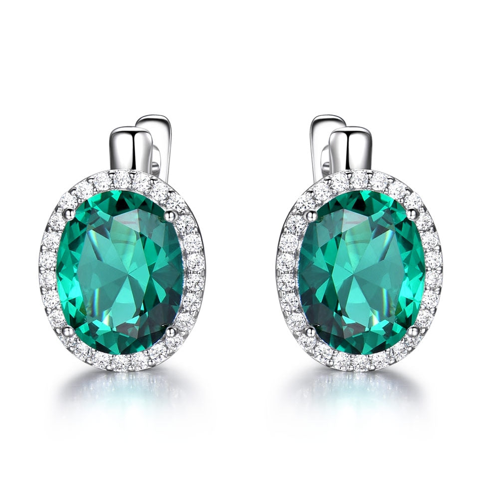 UMCHO Emerald Gemstone Clip Earrings For Women Genuine 925 Sterling Silver Earrings Wedding Anniversary Fashion Jewelry Gift New emerald