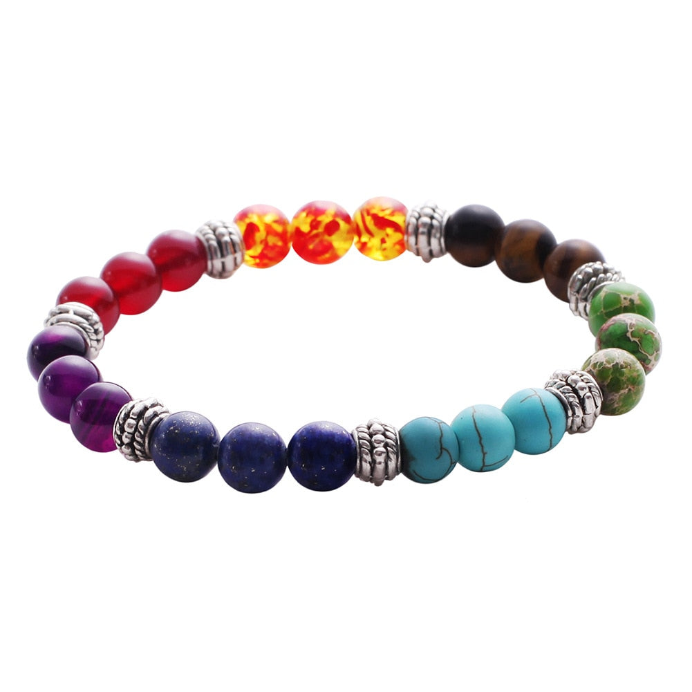 Mens Womens 7 Chakra Mixed Stone Healing Chakra Pray Mala Bracelet Lava Rock DIY Beads Jewelry Balancing Bracelets 1
