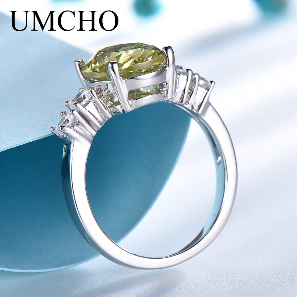 UMCHO Luxury Statement Yellow Zircon Engagement Bridal Wedding Rings for Women 925 Sterling Silver Party Elegant Fine Jewelry