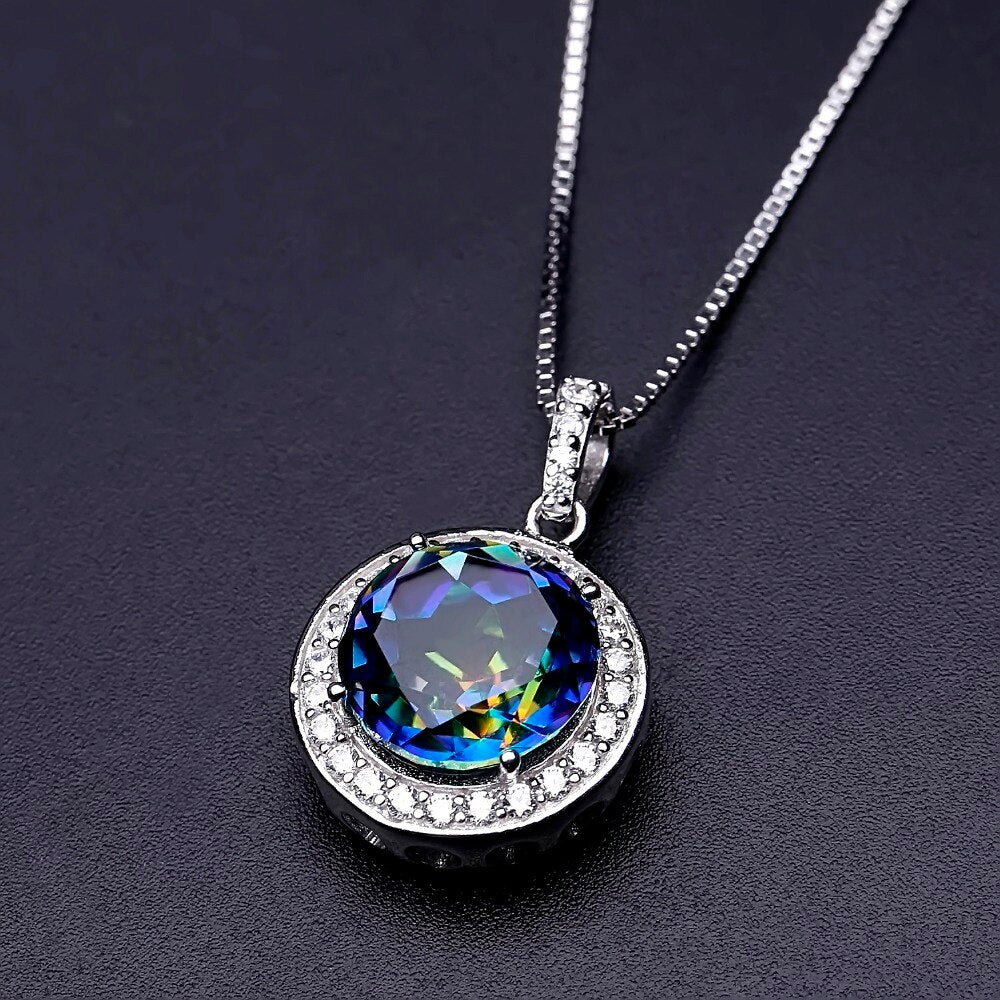 Gem&#39;s Ballet 4.79Ct Natural Blueish Mystic Quartz Gemstone Pendant Necklace Solid 925 Sterling Silver Fine Jewelry For Women