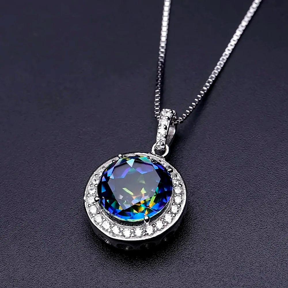 Gem's Ballet 4.79Ct Natural Blueish Mystic Quartz Gemstone Pendant Necklace Solid 925 Sterling Silver Fine Jewelry For Women