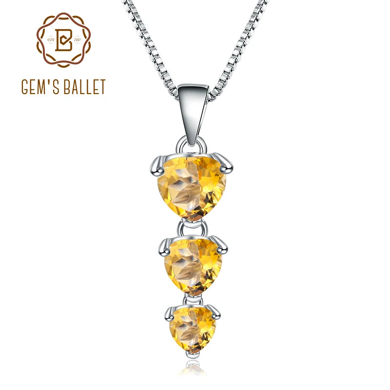 GEM'S BALLET 925 Sterling Silver Jewelry 2.43Ct Natural Citrine Gemstone Love Heart Pendant Necklace for Women Wedding Jewelry CHINA