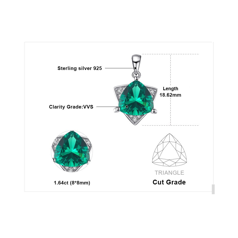 JewelryPalace Triangle 1.6ct Simulated Emerald 925 Sterling Silver Pendant Necklace for Women Fashion Jewelry Without Chain