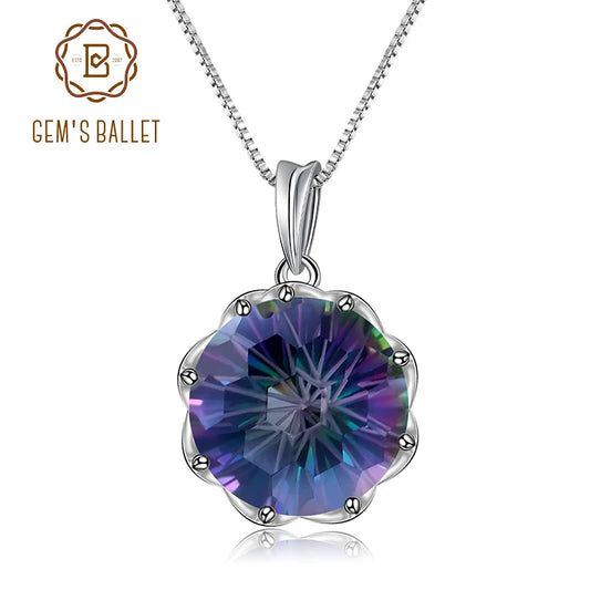 GEM'S BALLET Classic 9.64Ct Natural Rainbow Mystic Quartz Gemstone Pendant Necklace For Women 925 Sterling Silver Fine Jewelry CHINA