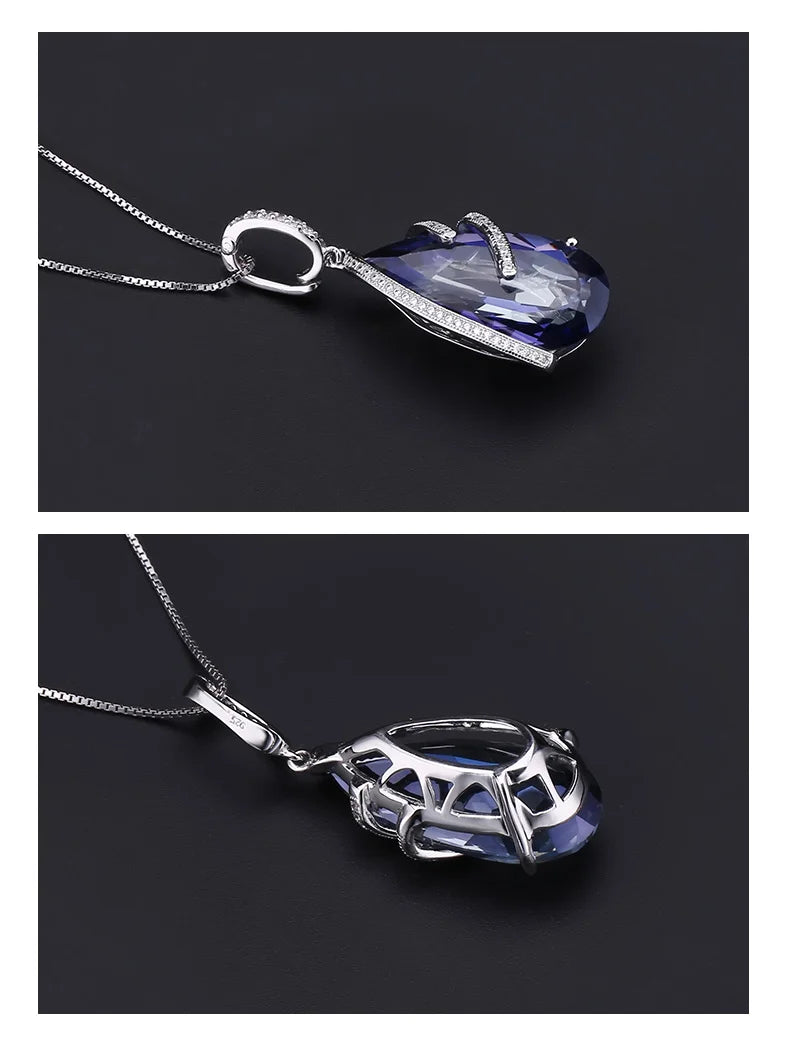 GEM'S BALLET 17.8Ct Natural Iolite Blue Mystic Quartz 925 Sterling Silver Vintage Necklaces & Pendants For Women Fine Jewelry