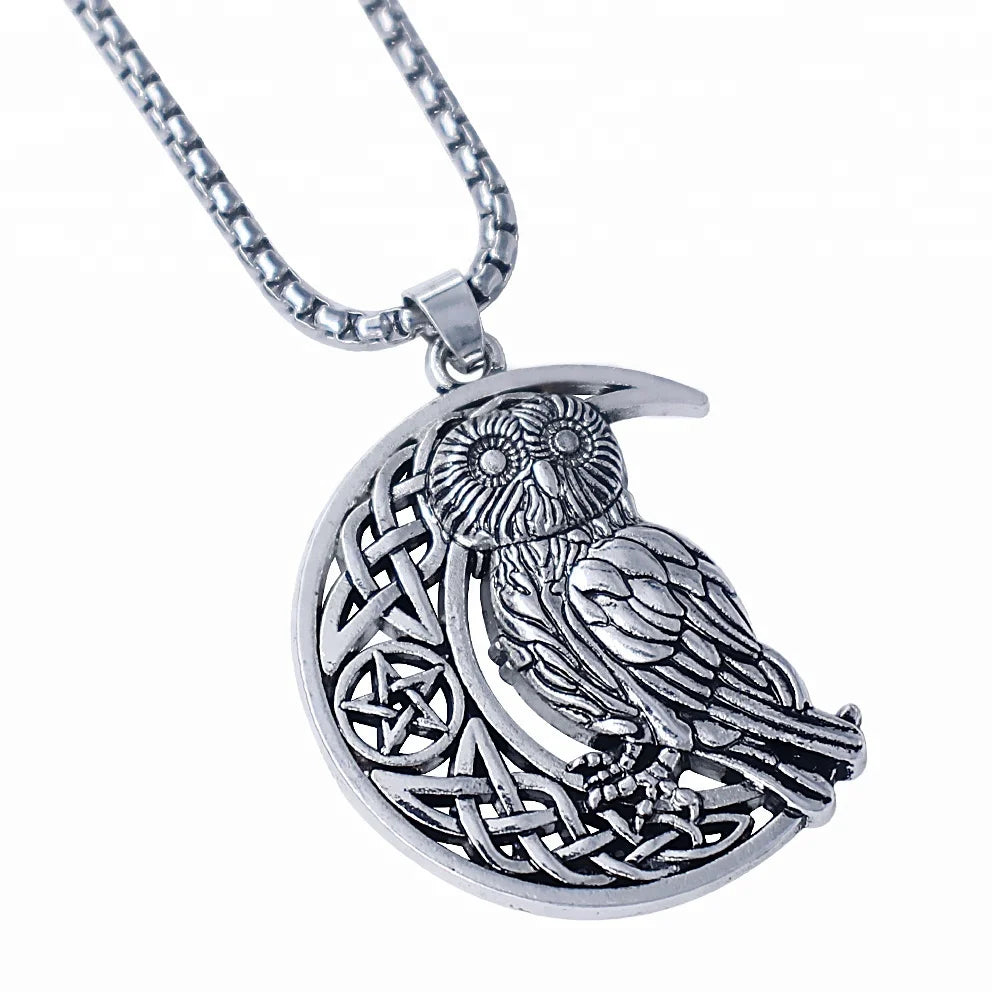 Fashion Vintage Styles Antique Silver Plated Wiccan Owl Necklaces Amulet Jewelry Custom